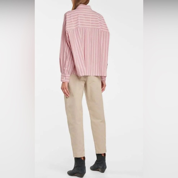 Isabel Etoile Marant Alanis Striped Cotton Shirt in Pale Pink - Picture 2 of 10